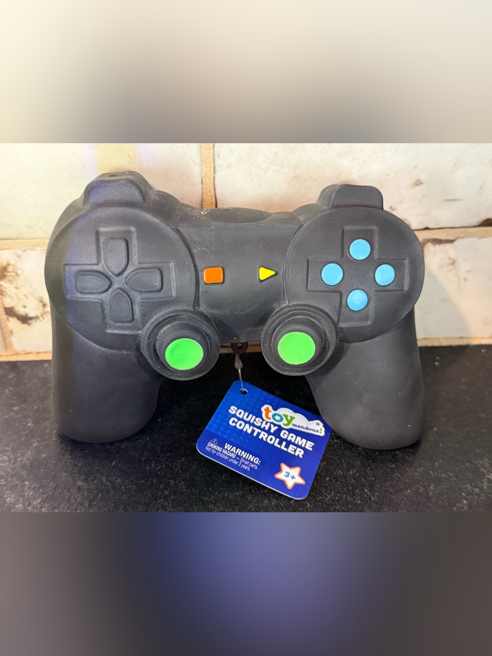 Toy Squishy Game Controller - Black with Blue & Green Accents